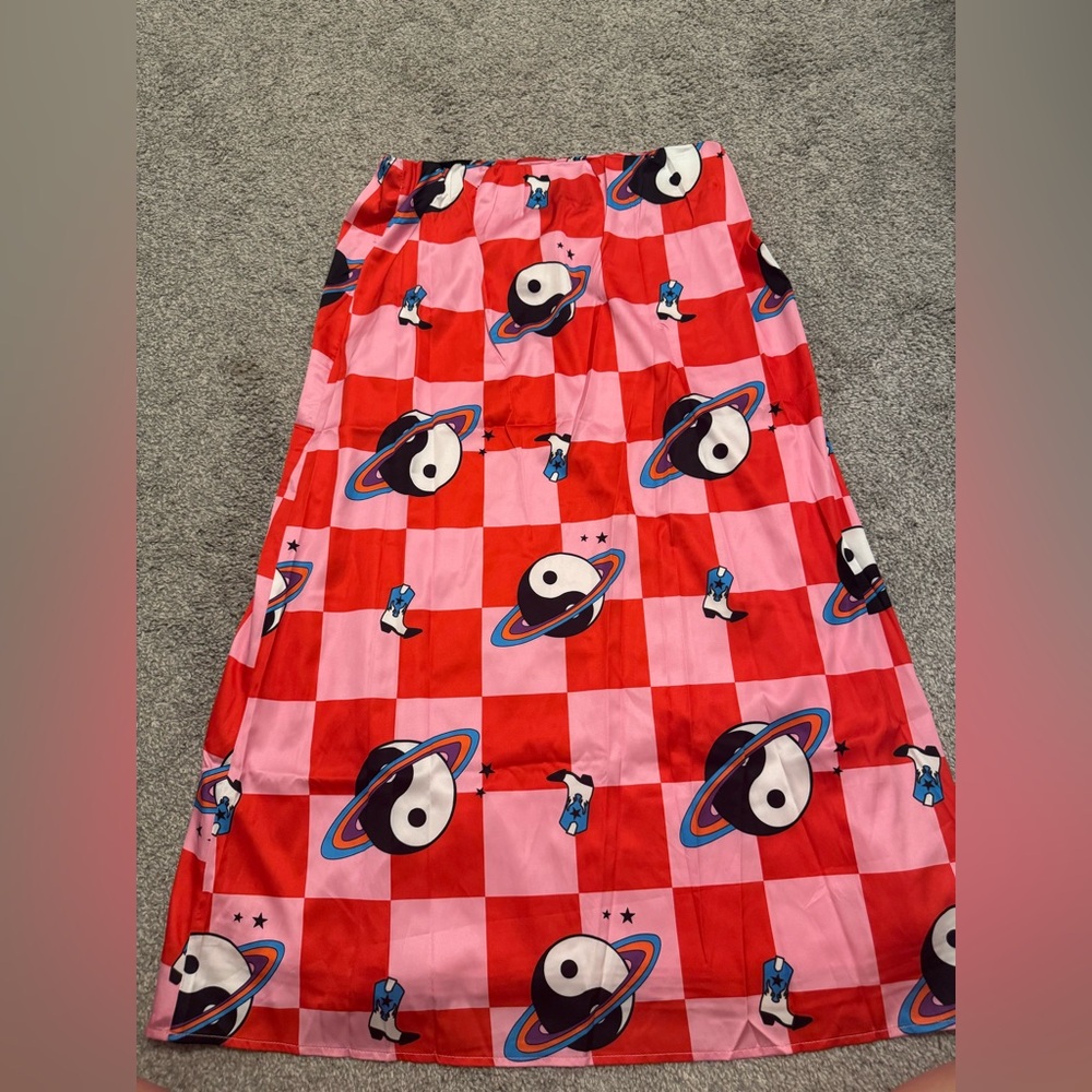 Dressed In Lala Red and Pink Patterned Women's Skirt